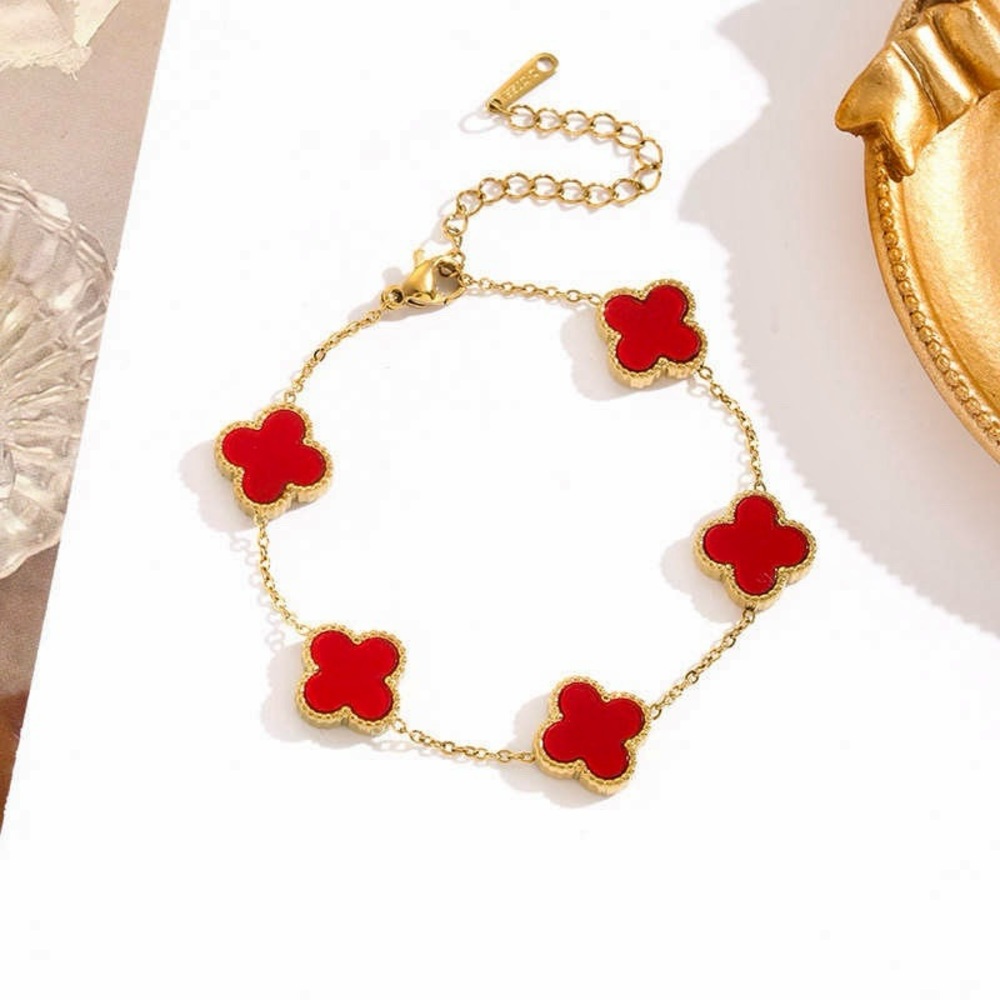 18k gold plated Clover Bracelet - Red